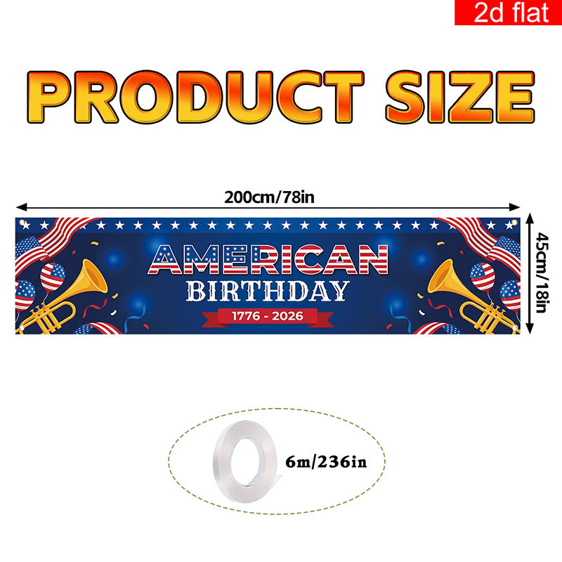 Independence Day 250th Anniversary Hanging Flag Banner