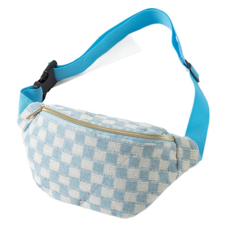 Plaid Waist Bag Unisex Sports Fitness Adjustable Storage Bag