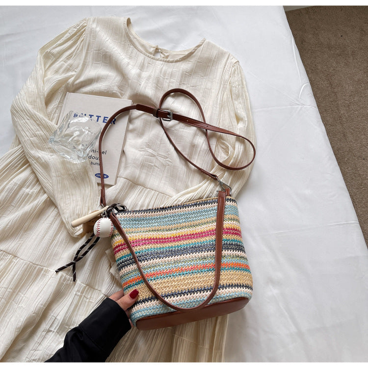 Women Summer Beach Woven Straw 2026 New Large Shoulder Crossbody Bag