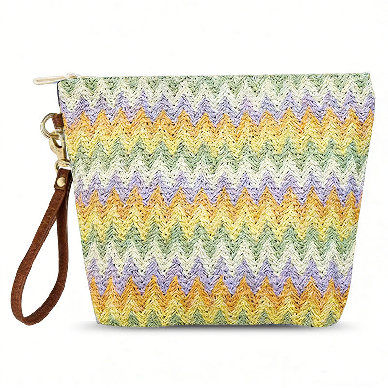 Women's Straw Woven Lipstick Coin Beach Bag