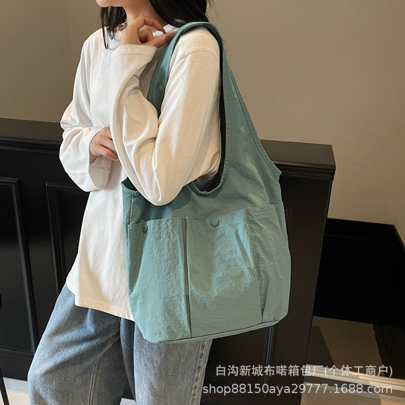 2026 Solid Large Capacity Multi-Pocket Shoulder Tote Bag