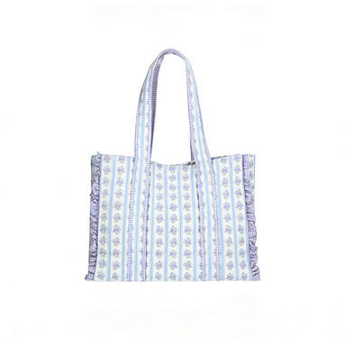 Floral Large Capacity Ruffle Canvas Tote Bag