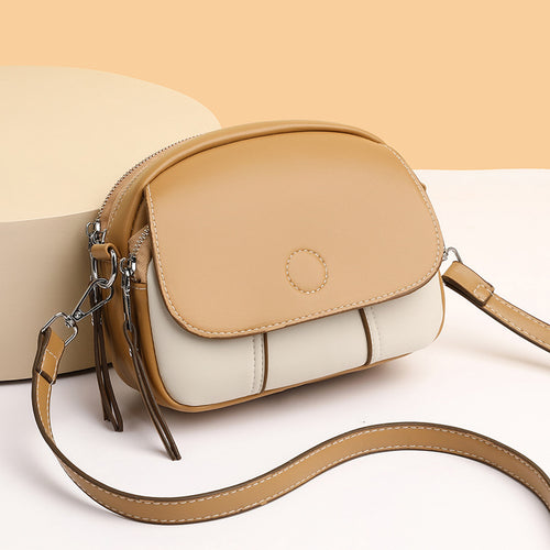 Color Block Vegan Leather Crossbody Bag