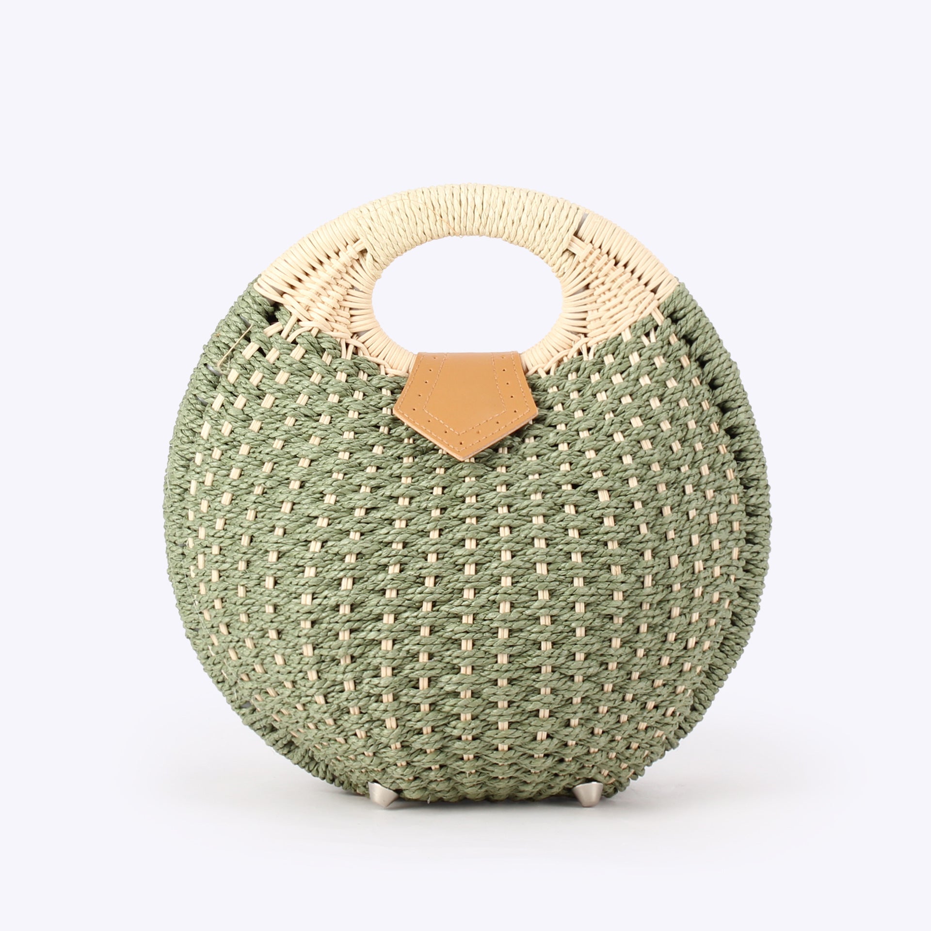Cute Rattan Shell Bag, Casual Straw Vacation Beach Bag