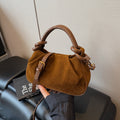 Vintage Suede-Look Mini Satchel Bag with Knotted Handle