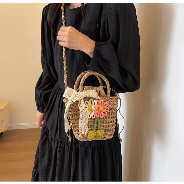 Women Premium Straw 2026 Summer New Unique Crossbody Woven Bucket Bag
