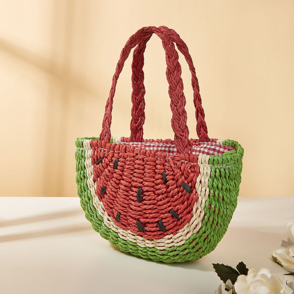 Orange Watermelon Straw Shoulder Crossbody Beach Bag
