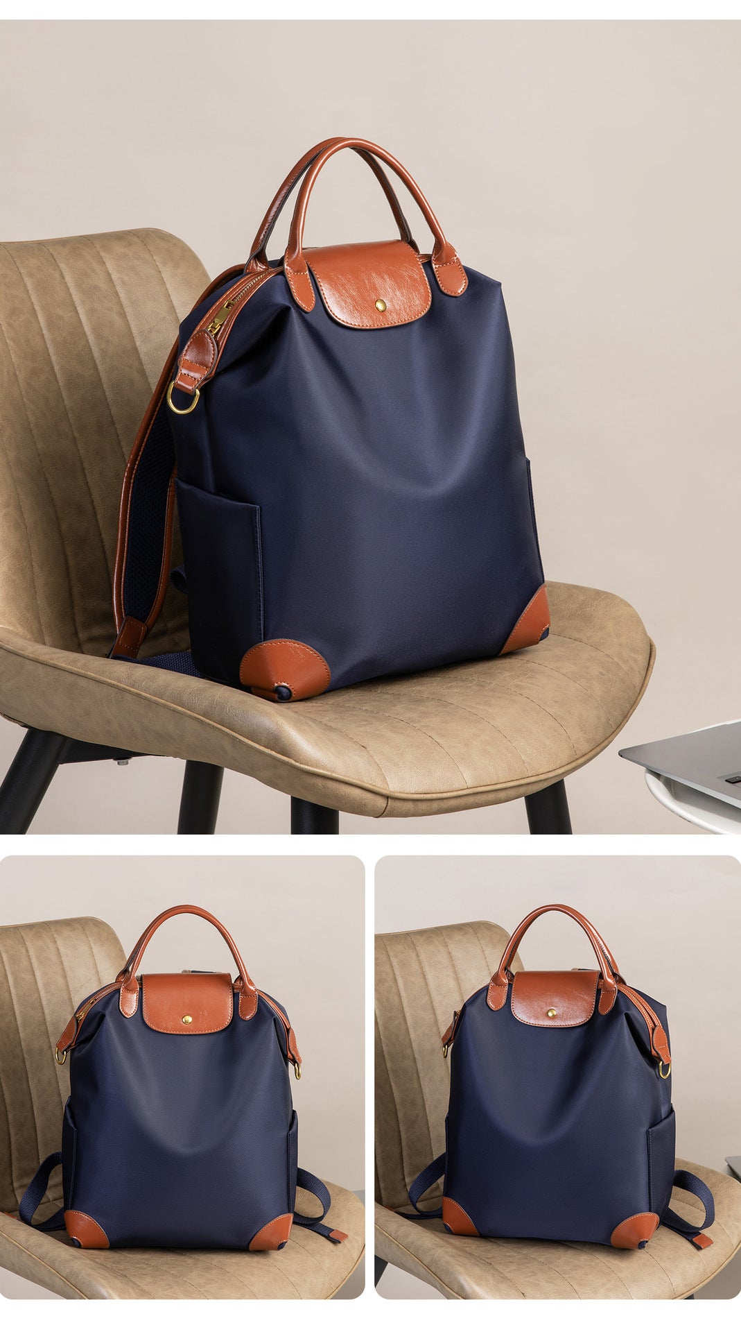 Waterproof Nylon Convertible Travel Backpack Purse