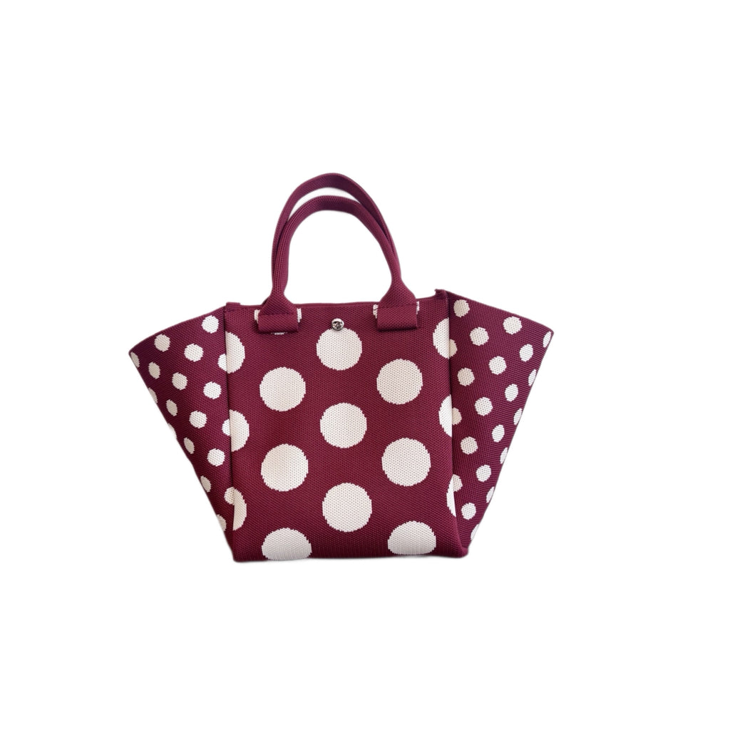 Chic Polka-Dot Knitted Pattern Mini Tote Handbag