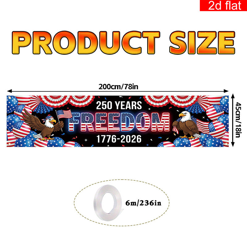 Independence Day 250th Anniversary Hanging Flag Banner