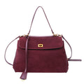 Elegant Suede Leather Shoulder Bag with Flap Design
