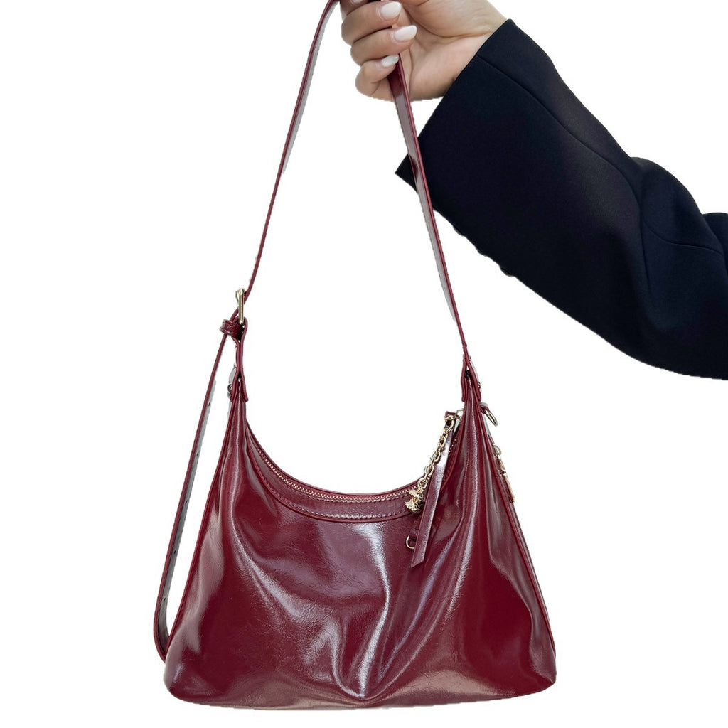 Vintage Soft PU Crescent Shoulder Bag with Adjustable Strap