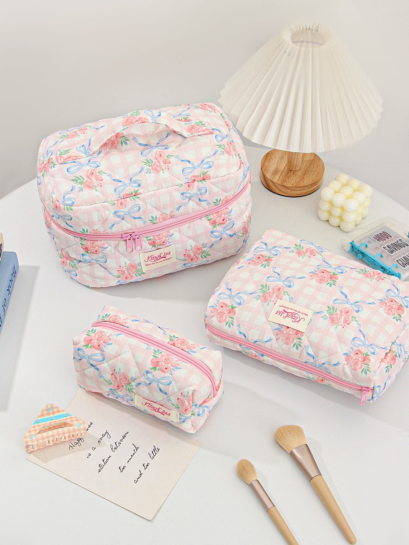 Canvas Striped Octagonal Large-Capacity Toiletry Bag