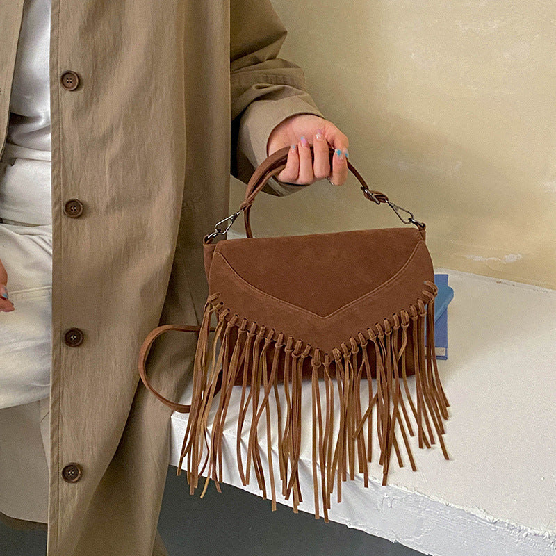Western Fringe Crossbody Bag with Envelope Flap