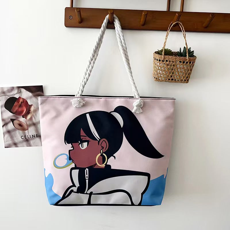High-End Ethnic Canvas Hemp Rope Armpit Tote
