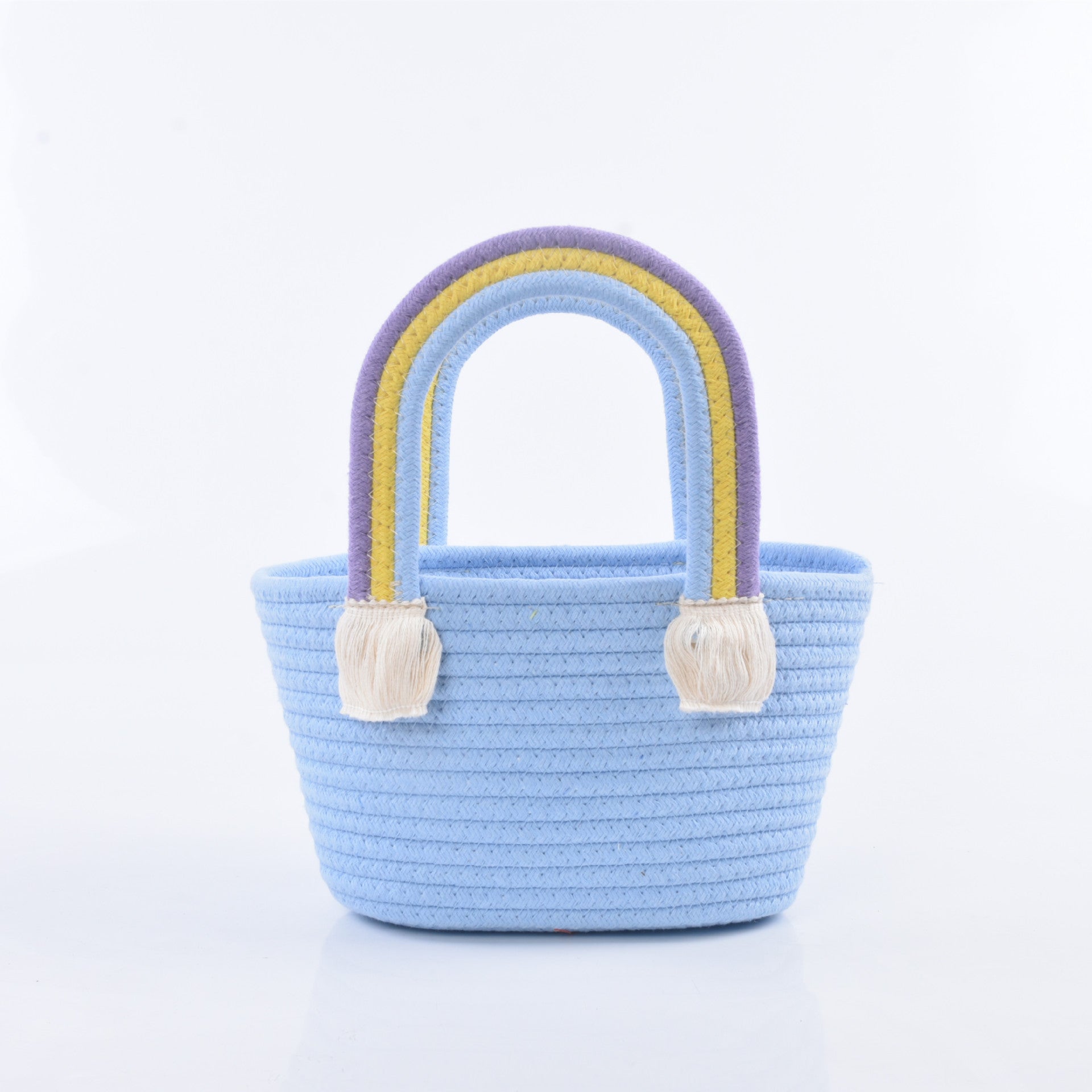 Portable Cotton Rope Rainbow Woven Gift Basket