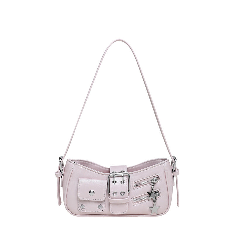 Vintage Buckle Shoulder Bag with Star Charm