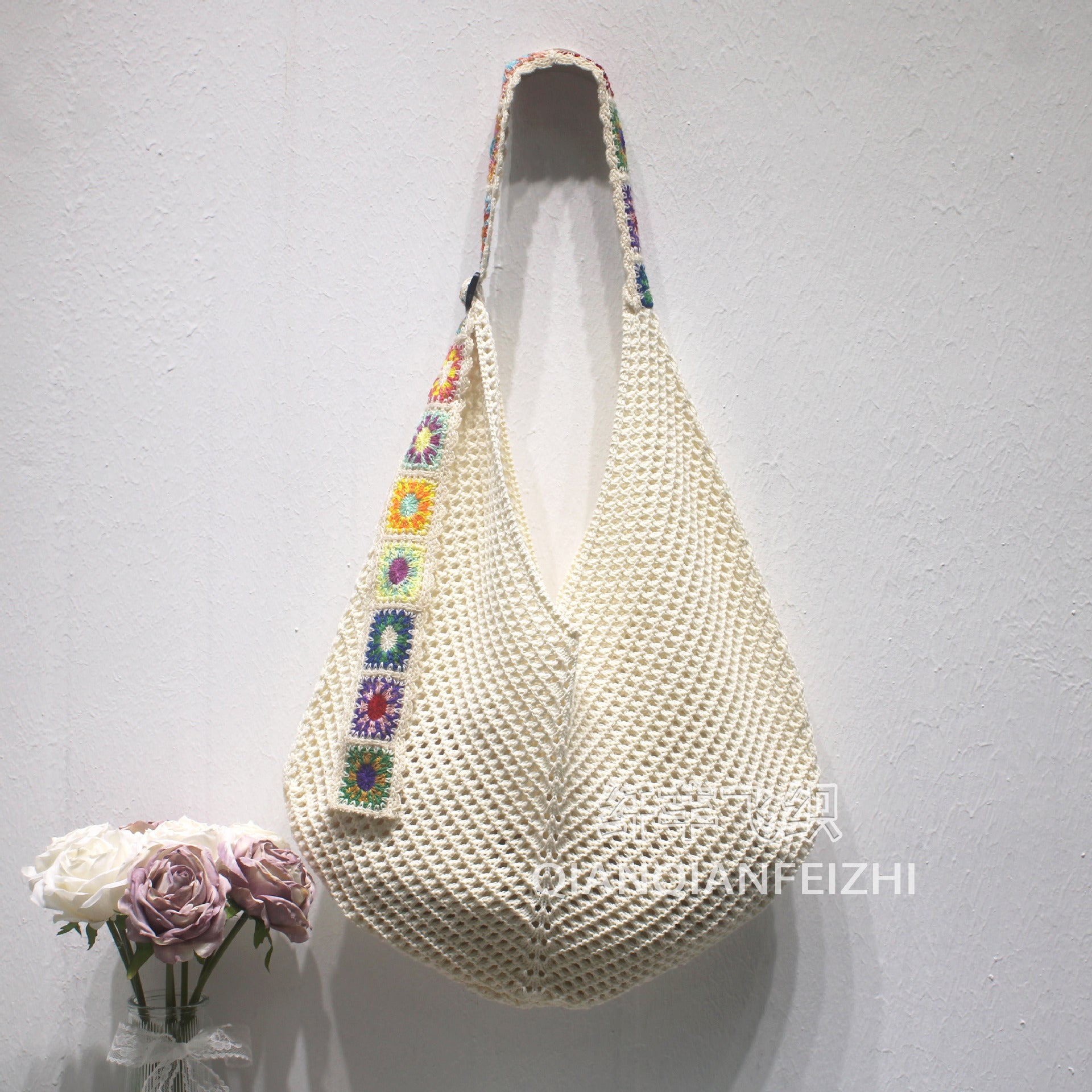 New Cross-Border Amazon Cross-Border Women'S Patchwork Knitted Hand Shoulder Bag Hot Sale Simple And Versatile Retro Knitted Bag