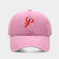 Retro Lobster Embroidered Washed Baseball Cap