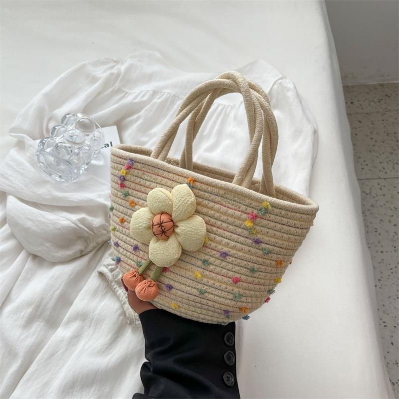 Casual Cute Cotton Rope Handheld Woven Bag