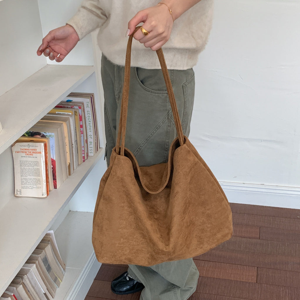 Minimalist Faux Suede Shoulder Bag for Fall