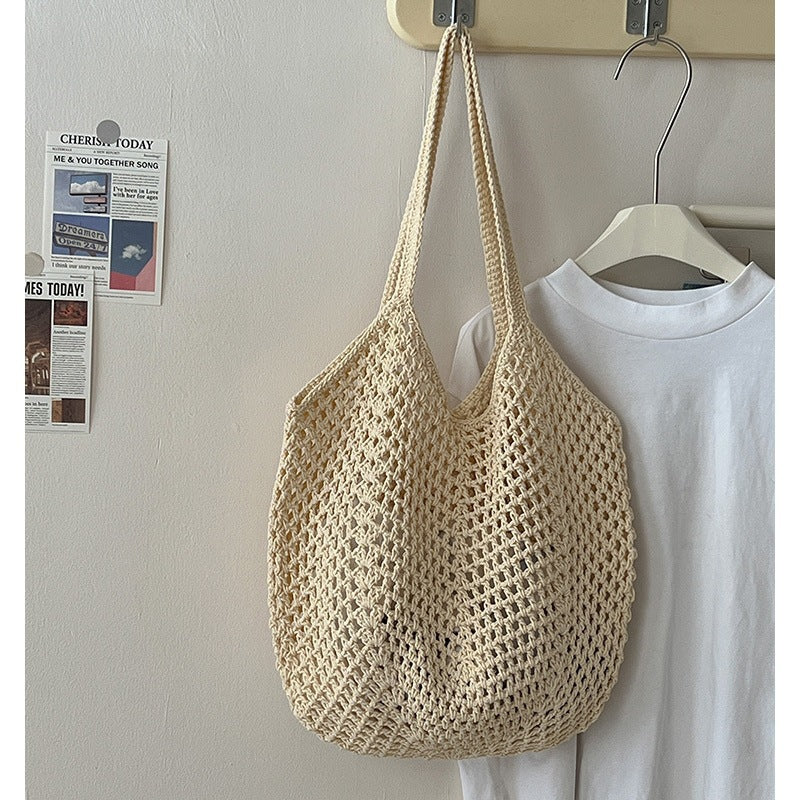 Handwoven Crochet Mesh Knit Shoulder Tote Bag