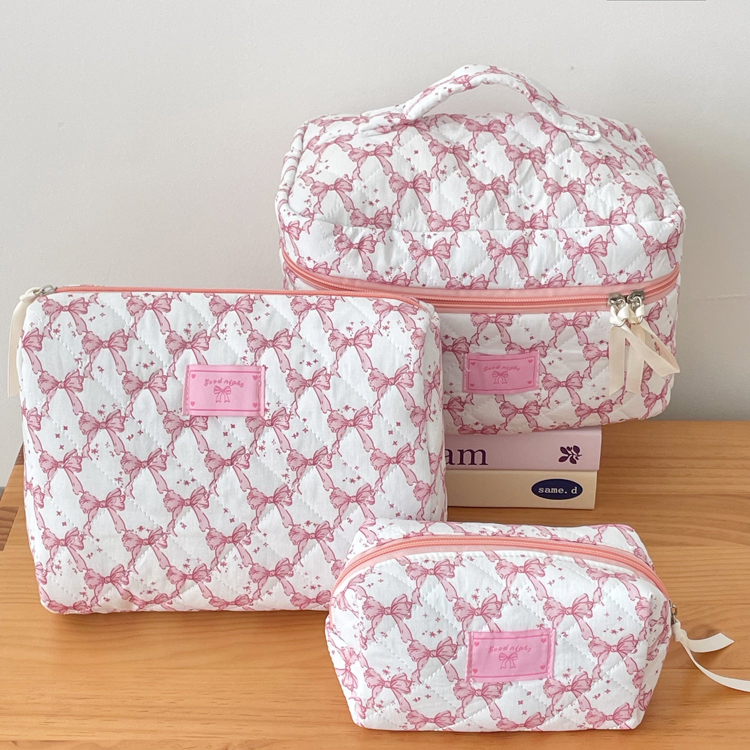 Multi-Pattern Palace Quilted Cosmetic Clutch and Octagonal Set