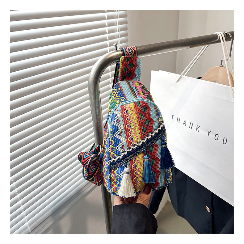 Ethnic Tassel Chest Crossbody Bag