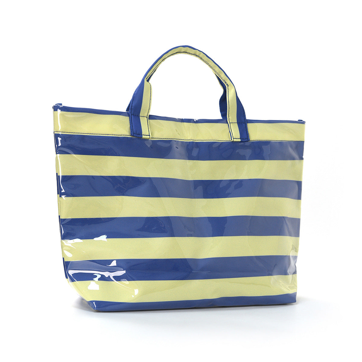 Glossy PVC Striped Waterproof Large Capacity Tote Bag