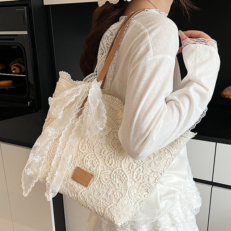 Unique Korean Large Woven Summer New Hollow Lazy Shoulder Beach Bag