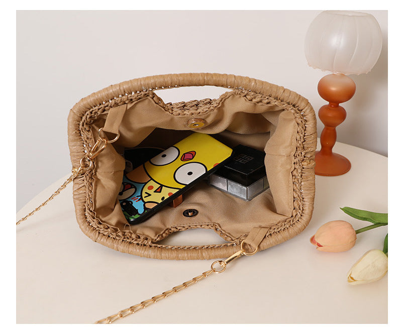 Crossbody Hollow Clasp Straw New Fashion Clutch Woven Beach Bag