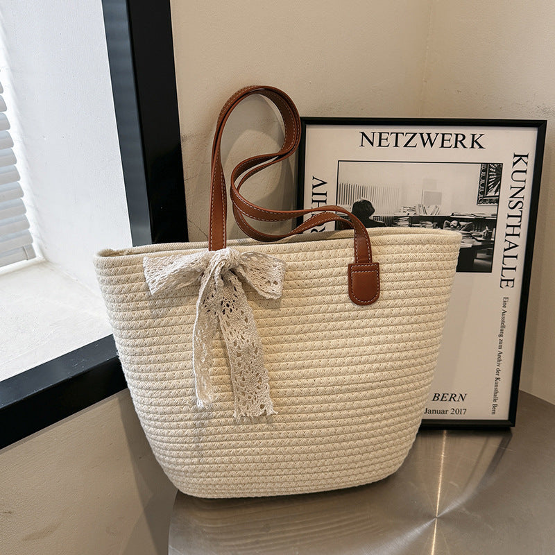 Trendy Large Woven Straw 2026 Spring Casual Unique Beach Shoulder Bag
