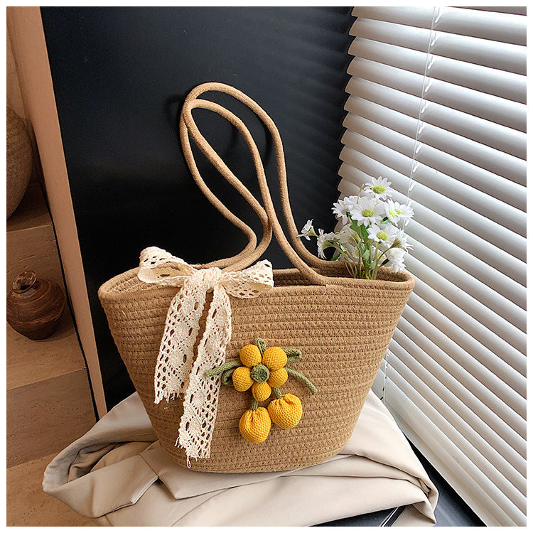 Large Capacity Hand-Woven Tote Crossbody Bag