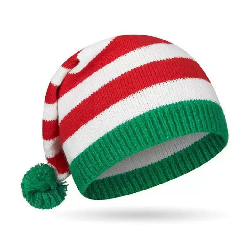 Christmas Cable Knit Stockings and Striped Pom Pom Hats
