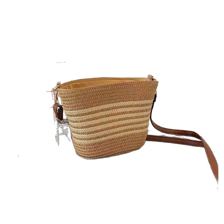 Women Summer Trend Straw Small 2026 New Beach Woven Crossbody Bucket Bag