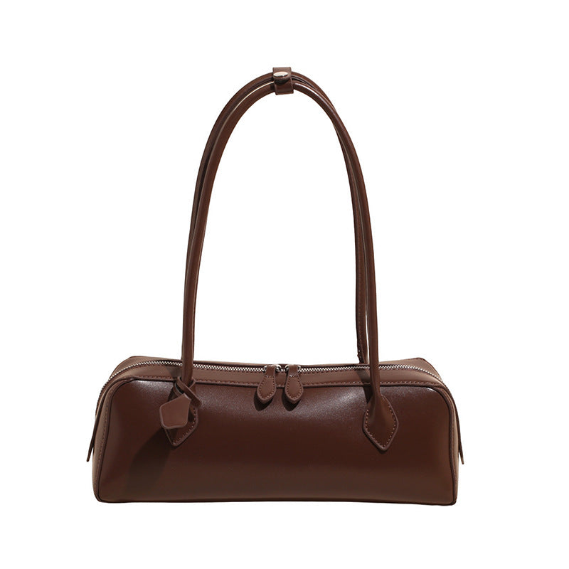 Minimalist East West PU Leather Baguette Shoulder Bag