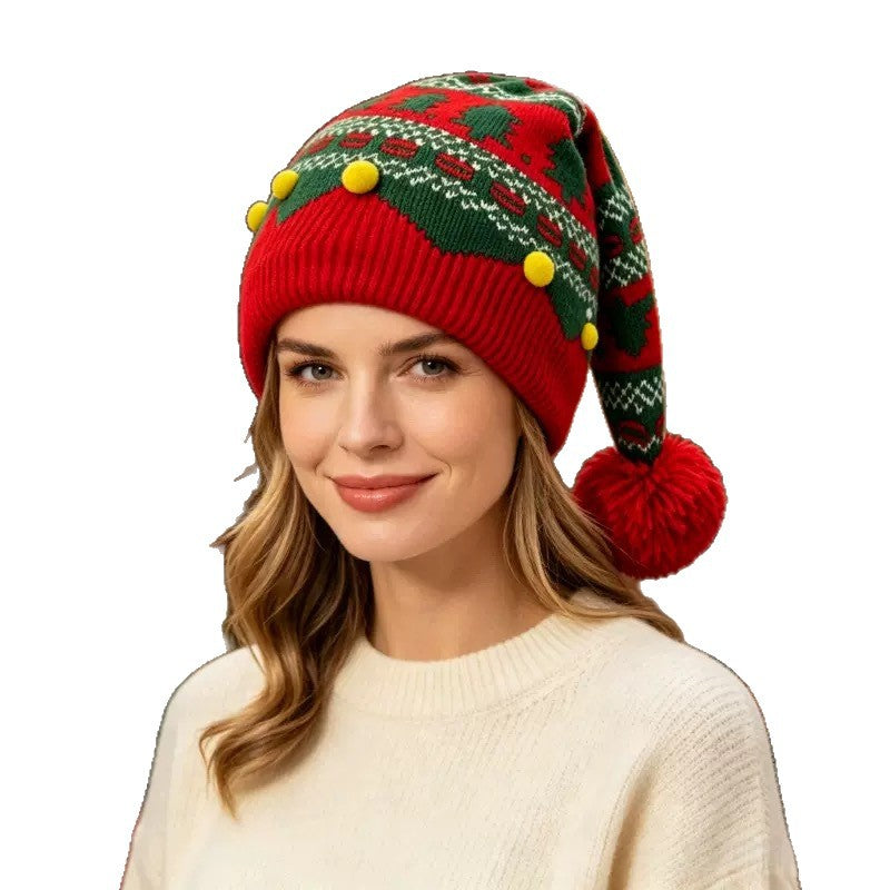 Christmas Santa Hat Knitted Pom Pom Holiday Winter Beanie