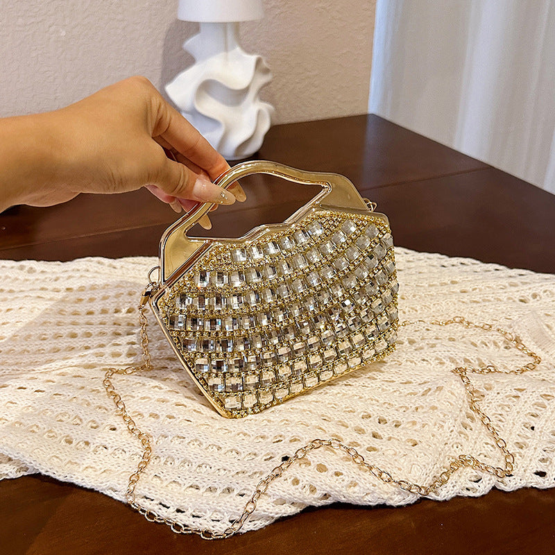 Sparkling Rhinestone Mini Evening Bag with Chain Strap