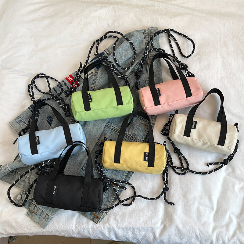 Oxford Cloth Mini Cylindrical Shoulder Bag