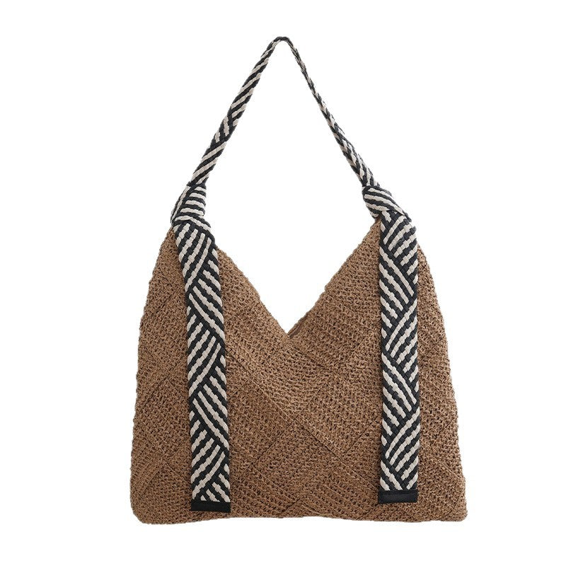 Lightweight Woven Straw Shoulder Beach Bag