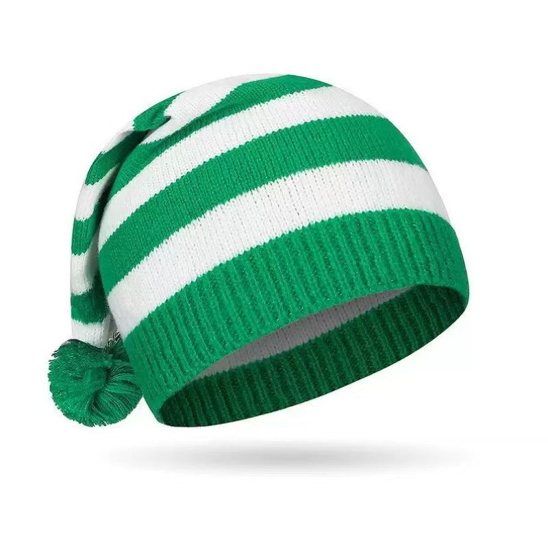 Christmas Cable Knit Stockings and Striped Pom Pom Hats