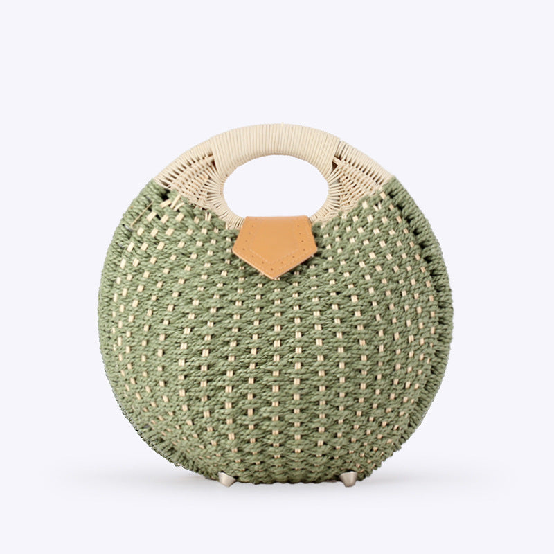 Cute Rattan Shell Bag, Casual Straw Vacation Beach Bag