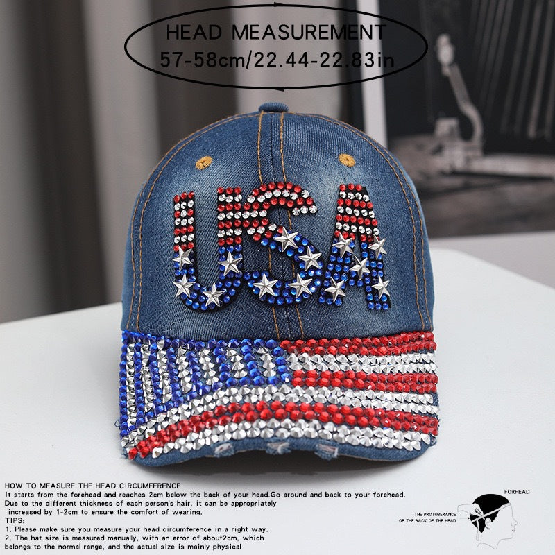 Rhinestone Flower Butterfly Baseball Cap