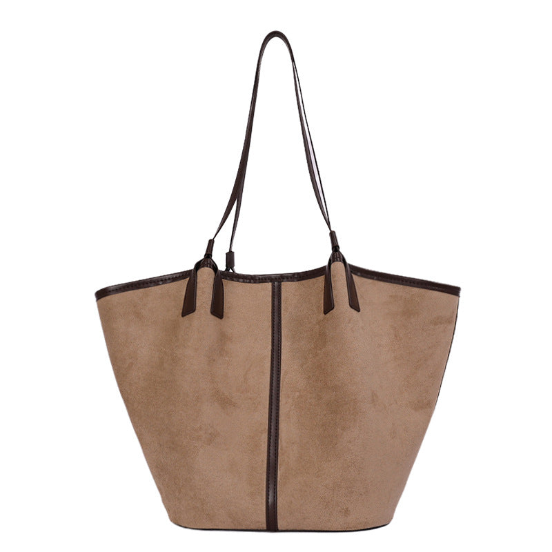 Minimalist Vintage Suede Tote Shoulder Bag