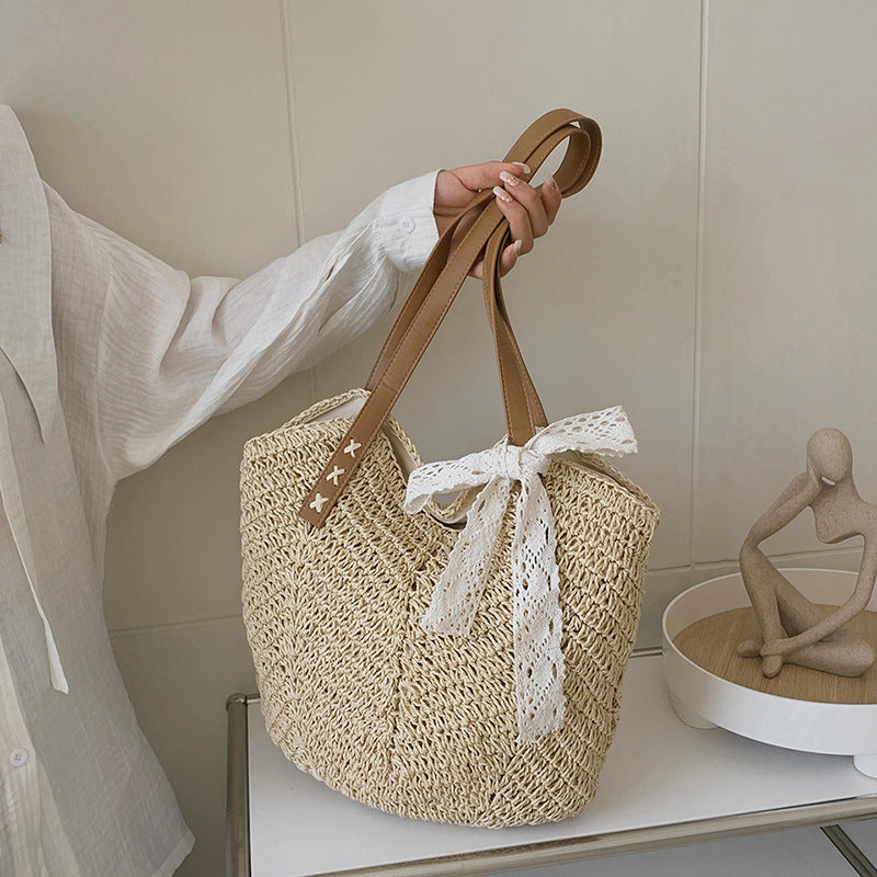 Women New Handmade Woven Fashion Straw Paper Rope Vacation Beach Bag