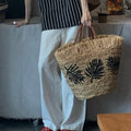 Large Capacity Woven Vegetable Basket One-Shoulder Bag