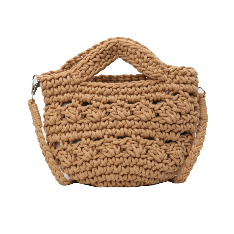Women 2026 New Handmade Woven Bucket Crossbody Beach Bag