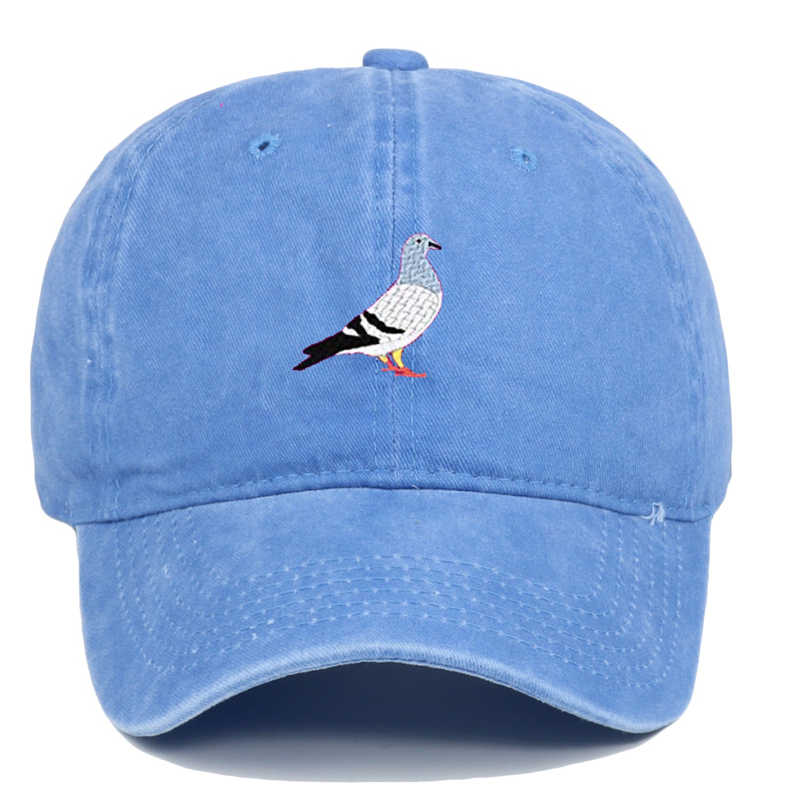 Pigeon Embroidered Washed Distressed Baseball Cap