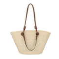 Women Straw Large Minimalist Handmade Woven Handheld Shoulder Beach Bag