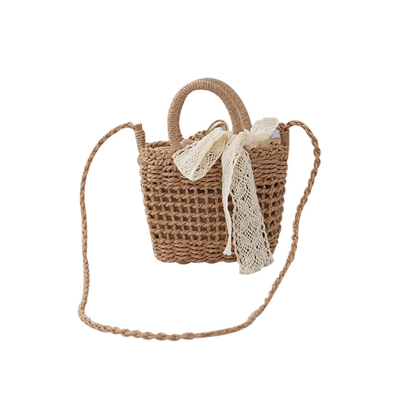 2026 Hollow Woven Straw Small Square Vacation Style Beach Crossbody Bag